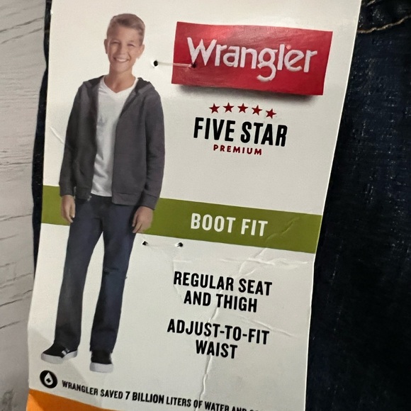 Wrangler Boy's Jeans Five Star Boot Fit Flex Size 14 Blue Slim Husky –New w/Tags - Picture 5 of 13